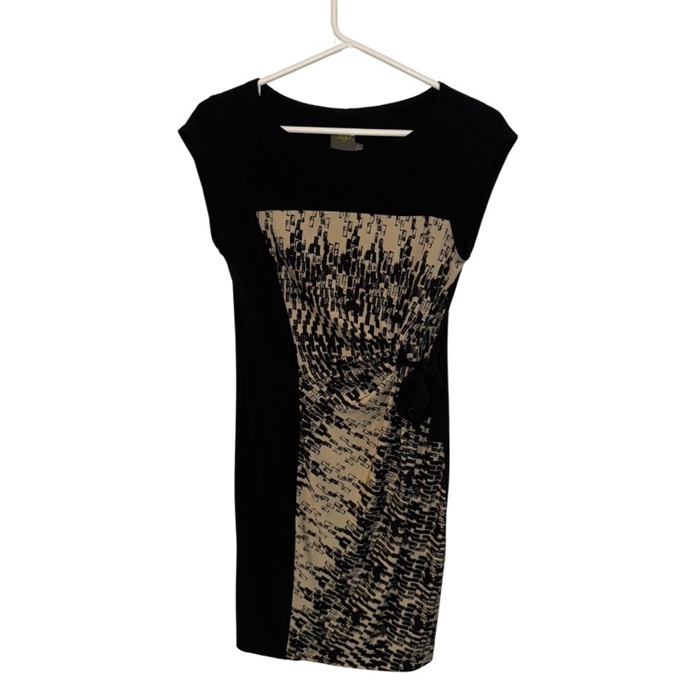 Taylor Black and Cream Sheath Dress with Cap Dolman Sleeves